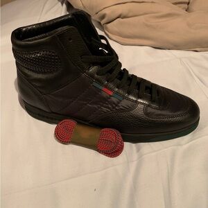 Gucci Black Leather High-Top Sneakers
